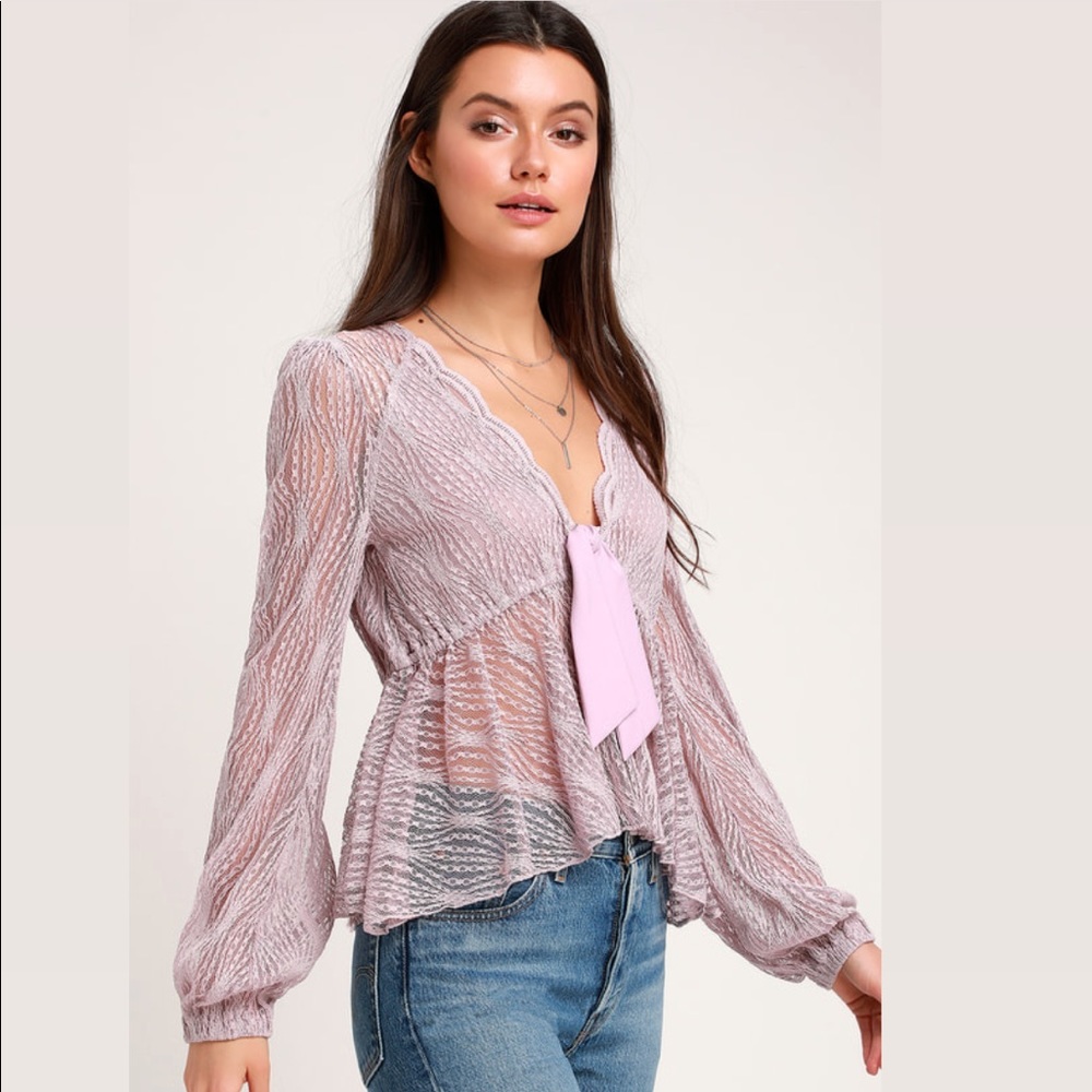 Free People Luisa Lavender Babydoll Top